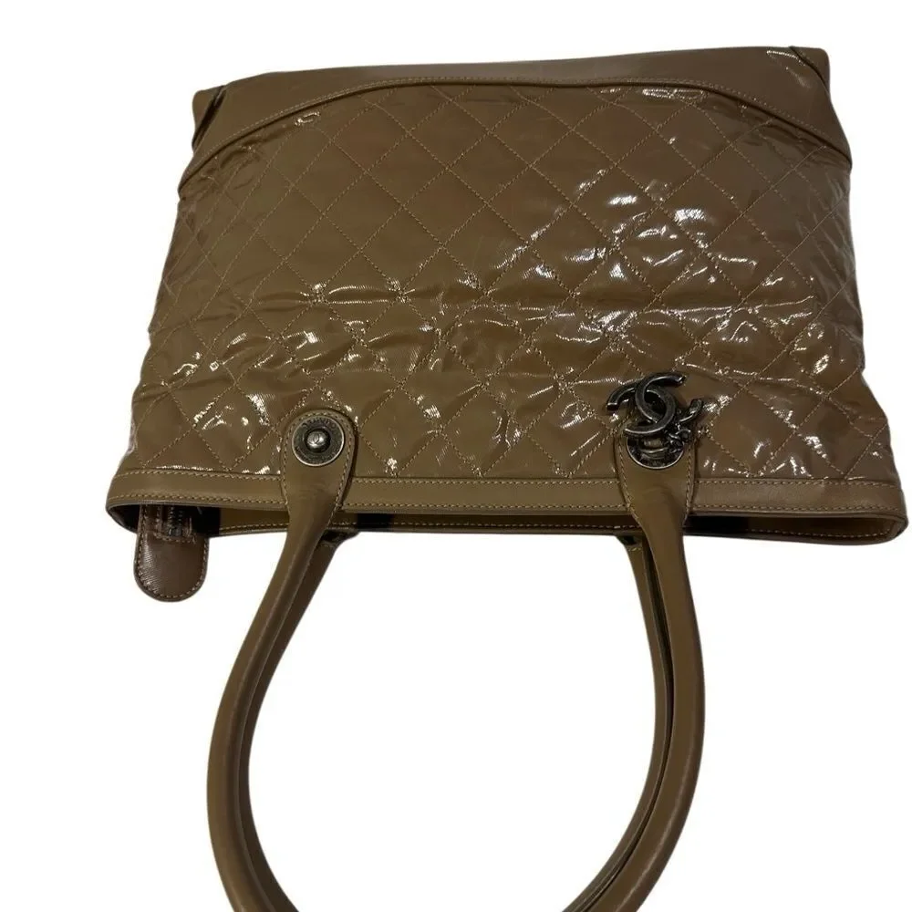 Chanel Tan Quilted Tote Bag with Structured Design